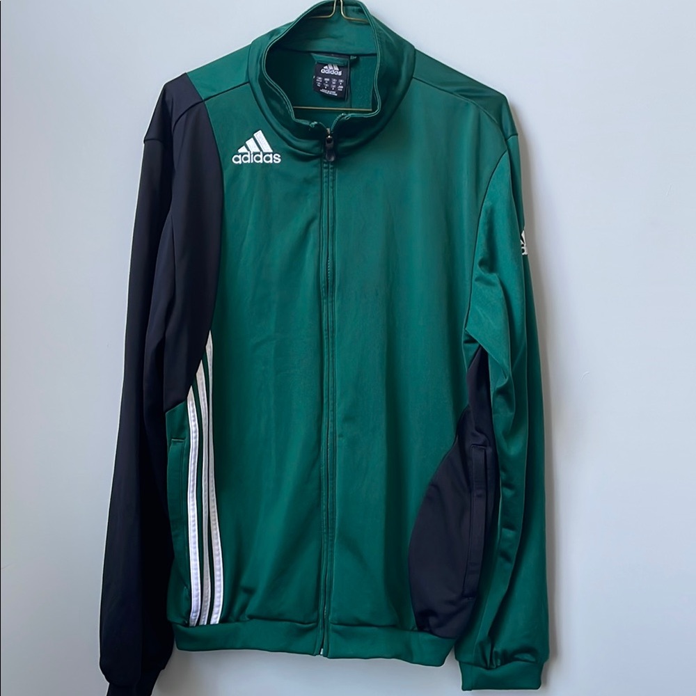 Adidas Men's Green and Black Track Jacket like new